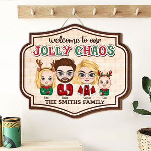 Welcome To Our Jolly Chaos Personalized Family Wood Art, Christmas Gift For Family TZ-SDXN-04QHTI061123HH - Wood Sign - GoDuckee