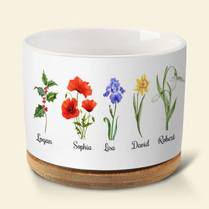 Family Garden Grandma Mom Personalized Plant Pot, Gift For Grandma, Flower Garden Pot - Plant Pot - GoDuckee