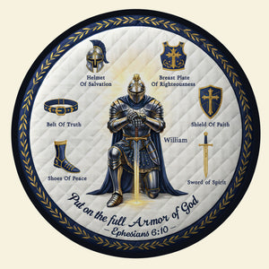 Kneeling Knight Round Mat - Personalized Gifts For Christian Quilted Round Mat 02HUTI201025-Homacus