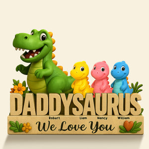 Dinosaur Dad Plaque - Personalized Gifts For Dad 01nati160425 - Shaped Plaques - GoDuckee