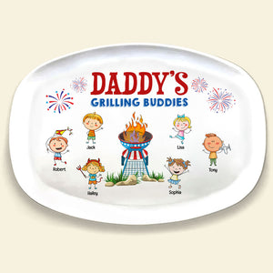 Daddy's Grilling Buddies-Gift For Dad-Personalized Resin Plate- Grill Dad - Resin Plate - GoDuckee