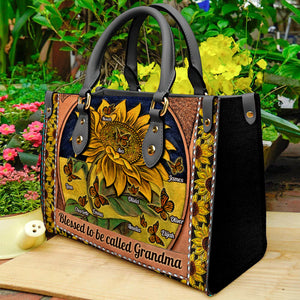 Blessed To Be Called Grandma, Personalized Leather Bag, Gift For Grandma - Leather Bag - GoDuckee