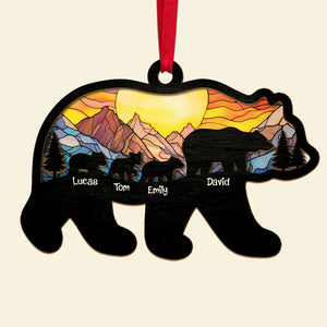 Gift For Family, Personalized Wood Ornament, Bear Family Suncatcher Ornament, Christmas Gift - Ornament - GoDuckee
