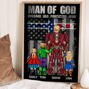 Super Dad, Man Of God - Personalized Canvas Poster - Gift For Dad - Poster & Canvas - GoDuckee