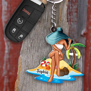 Beach Girl Gift, Personalized Keychain Besties Gift - Keychains - GoDuckee