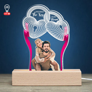 You Hold The Key To My Heart, Couple Gift, Personalized 3D Led Light, Custom Photo Couple Led Light - Led Night Light - GoDuckee