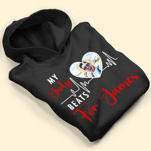My Heart Only Beats For Him/Her Personalized Couple Shirts, Upload Face Photo Shirts - Shirts - GoDuckee
