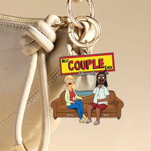 Personalized Gifts For Couple Keychain, Happy Couple On Sofa 03qhti100225hg - Keychains - GoDuckee