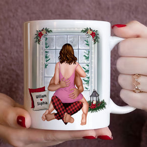 Let's Be Naughty And Save Santa The Trip, Personalized Coffee Mug, Naughty Couple Kissing, Christmas Gift For Him/Her - Coffee Mug - GoDuckee