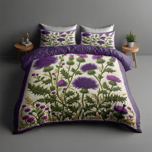 Thistle Flowers Quilt Bed Set 05huti210125 - Blanket - GoDuckee