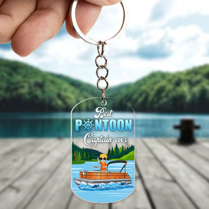 Best Pontoon Captain Ever, Gift For Pontoon Boat Owner, Personalized Keychain, Pontoon Boat Accessories gifts, Summer Gift - Keychains - GoDuckee