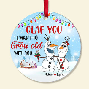 I Want To Grow Old With You, Gift For Couple, Personalized Ornament, Snowman Couple Ornament, Christmas Gift 05HTTI270723HA - Ornament - GoDuckee