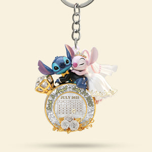 Cute Monster Wedding Couple Keychain - Personalized Gifts For Couple 02ohti250625 - Keychains - GoDuckee