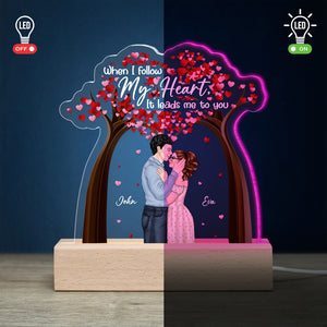My Heart Leads Me To You Personalized 3D Led Light Gift For Couple - Led Night Light - GoDuckee