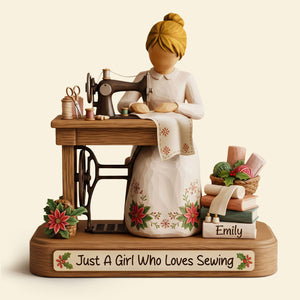 Sewing Girl Plaque - Personalized Gifts For Sewing Lovers 02pgti131025 - Shaped Plaques - GoDuckee