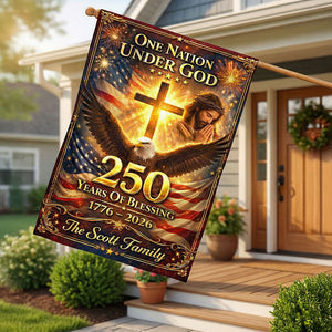 Patriotic 250th Anniversary Christian House Flag - Personalized Gifts For Christians 02HUTI260226 - Flag - GoDuckee
