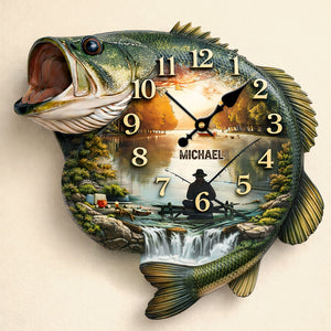 Fishing Lake Scene Acrylic Clock – Personalized Gifts For Fishing Lovers 01huti240126 - Hanging Wall Clock - GoDuckee