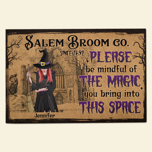 Salem Broom Co, Gift For Witch Lover, Personalized Doormmat, Witch House Doormat, Halloween Gift - Doormat - GoDuckee