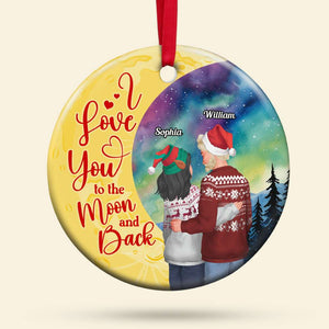 I Love You To The Moon And Back, Personalized Ornament, Santa Couple Gifts - Ornament - GoDuckee