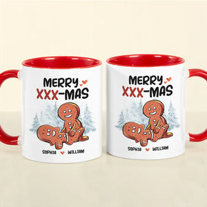 Funny Couple Merry XXX Mas, Personalized Accent Mug, Gifts For Him - Gifts For Her - Coffee Mug - GoDuckee