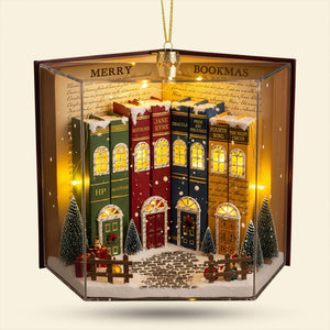 Book Town In A Jolly Christmas Night Acrylic Ornament, Personalized Gifts For Book Lovers 05qhti280825 - Ornament - GoDuckee