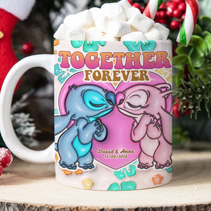 Together Forever, Couple Gift, Personalized Coffee Mug, Cartoon Couple Mug 03NATI271023 - Coffee Mug - GoDuckee