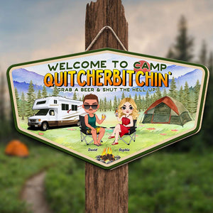 Grab A Beer & Shut The Hell Up, Personalized Metal Wall Art, Couple Camping, Gifts For Couple - Metal Wall Art - GoDuckee