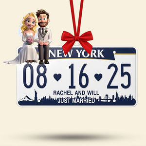 Married Couple License Plate Ornament - Personalized Gifts For Couple 03nati030925 - Ornament - GoDuckee
