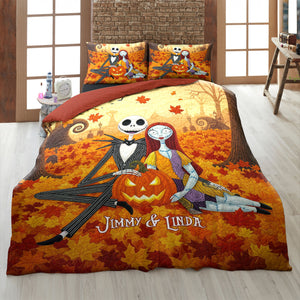 Autumn Horror Couple Quilt Bedding Set - Personalized Gifts For Couple 05pgti180725 - Blanket - GoDuckee