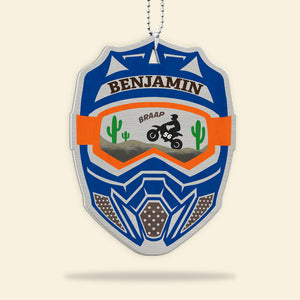 Braap Motocross Helmet Personalized Flat Car Ornament And Keychain Gift For Motocross Lovers - Ornament - GoDuckee