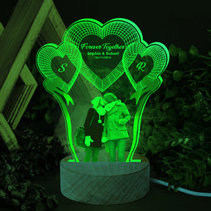 Couple Led Light-Custom Photo Led Night Light Wood Base- Couple Gift - Led Night Light - GoDuckee