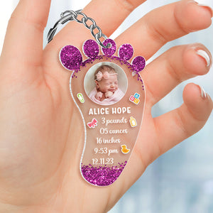 Baby Hope, Gift For Newborn, Personalized Keychain, Baby Foot Custom Image Keychain - Keychains - GoDuckee
