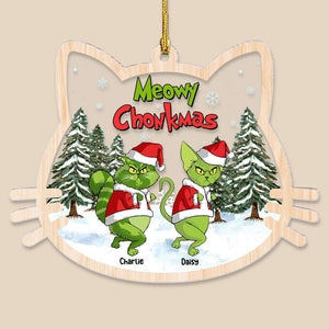 Meowy Chonkmas, Gift For Cat Lover, Personalized Acrylic Ornament, Green Cat Ornament, Christmas Gift - Ornament - GoDuckee