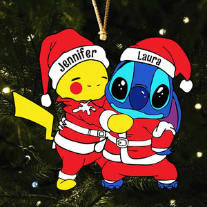Gift For Friends, Couple, Personalized Acrylic Ornament, Besties Santa Hat Ornament, Christmas Gift 03ACDT290923-2 - Ornament - GoDuckee