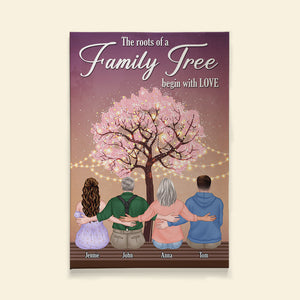 The Roots Of A Family Tree Begin With Love Personalized Hugging Family Canvas Print Gift For Family - Poster & Canvas - GoDuckee