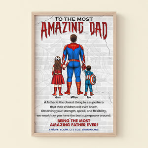 To The Most Amazing Dad Ever - Personalized Canvas Poster - Super Dad's Gift From Little Sidekicks - Poster & Canvas - GoDuckee