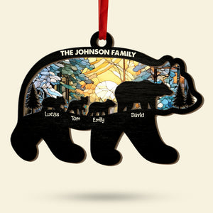 Family Gift , Personalized Wood Ornament, Bears Family Suncatcher Ornament, Christmas Gift - Ornament - GoDuckee