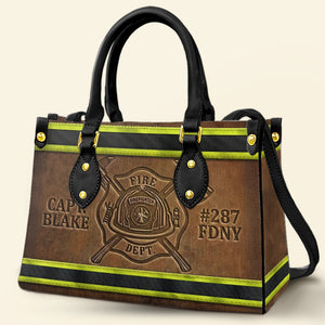 Fire Dept Leather Bag, Personalized Gifts For Female Firefighter & Firefighter Wife 02qhti151225 - Leather Bag - GoDuckee