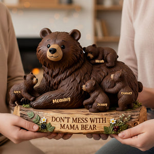 Cute Mama Bear Acrylic Plaque - Personalized Gift For Mom 04KITI050226 - Shaped Plaques - GoDuckee