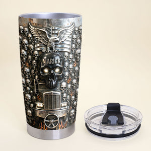 Fierce Trucker Skull Tumbler, Personalized Gifts For Trucker 02qhti080126 - Tumbler Cup - GoDuckee
