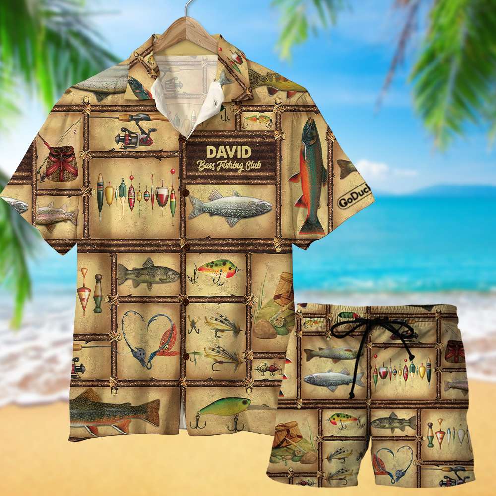 Hawaiian Shirt & Men Beach Shorts - Custom Name - Fishing Colorful Fish Summer Outfit 3huhi240322-tt - Hawaiian Shirts - GoDuckee