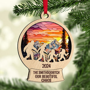 Big Foot family, Personalized 2 Layer Mix Ornament, Custom Suncatcher Ornament, Gifts For Family, Unique Christmas Gifts, Christmas Tree Decorations - Ornament - GoDuckee