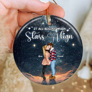 Romantic Couple Personalized Ornament, It All Begins When Stars Align 03QHTI131123PA - Ornament - GoDuckee