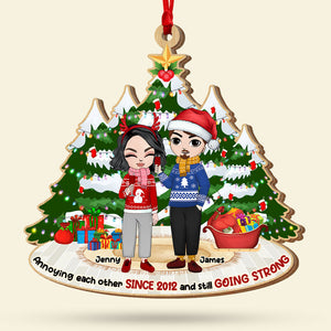 Annoying Each Other, Couple Gift, Personalized Wood Ornament, Christmas Tree Couple Ornament, Christmas Gift - Ornament - GoDuckee