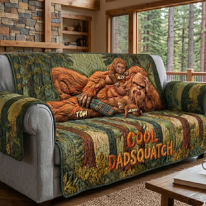 Fun Sasquatch Dad Resting Quilted Sofa Cover - Personalized Gifts For Dads 04QHTI170426 - Sofa Cover - GoDuckee