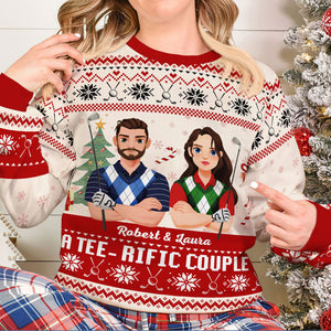 Personalized Gifts For Golf Couple Ugly Sweater 01xqti191024pa - Ugly Christmas Sweater - GoDuckee