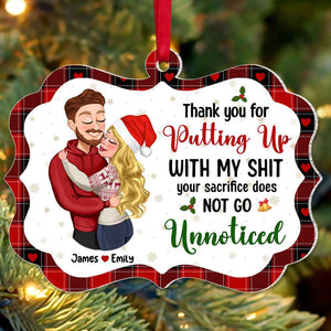 Thank You For Putting Up, Couple Gift, Personalized Acrylic Ornament, Christmas Gift For Couple - Ornament - GoDuckee