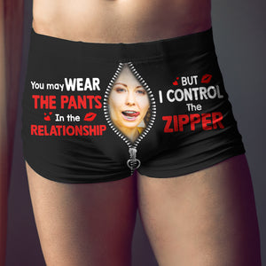 I Control The Zipper, Custom Photo Men Boxer Briefs, Naughty Gift For Him - Boxer Briefs - GoDuckee