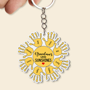 Grandma's Little Sunshines, Gift For Grandma, Personalized Keychain, Grandkids Hand Keychain - Keychains - GoDuckee
