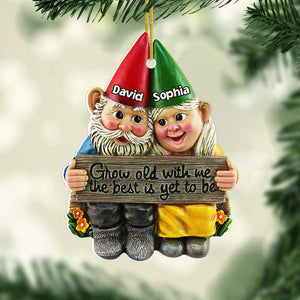 Grow Old With Me, The Best Is Yet To Be, Couple Gift, Personalized Acrylic Ornament, Old Garden Gnome Couple Ornament, Christmas Gift - Ornament - GoDuckee